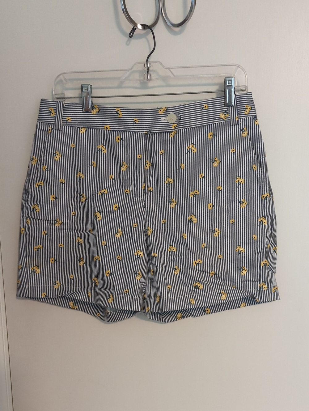 Brooks Brothers Navy & White Striped Shorts with Yellow Floral Print